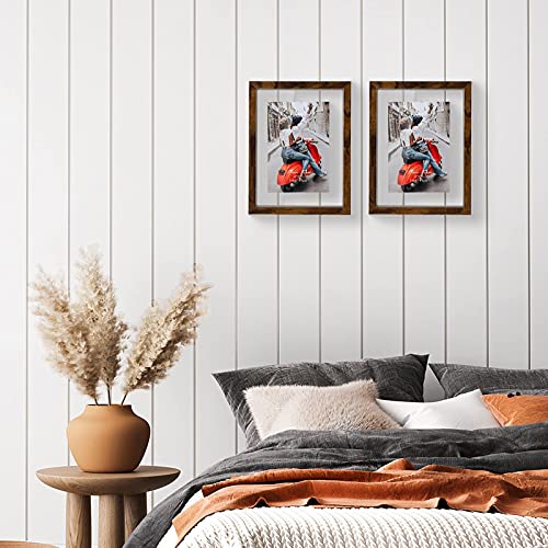 WIFTREY 4x6 Floating Picture Frame 2 Pack, Double Glass Rustic 4 x 6 Photo Frame Displays Photo up to 6x8 for Wall Hanging or Tabletop Standing, Black