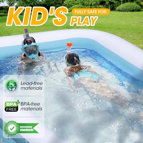 Extra Large Inflatable Pool with Pump for Adults, 130ā x 72ā x22ā Full Size Family Blow Up Pool, Swimming Pools Above Ground for Backyard Home Garden Lawn Indoor Outdoor