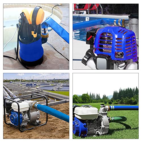 2" x 25ft PVC Lay Flat Water Pump Discharge Hose With Aluminum Pin Lug Fittings, Heavy Duty Reinforced Pool Backwash Hose Assembly