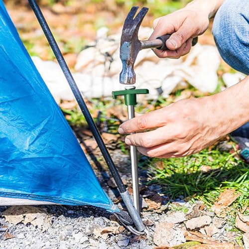 Eurmax USA Galvanized Non-Rust Camping Tent Stakes Canopy Anchors Heavy Duty 10pc-Pack, with 4x10ft Ropes & 1 White Stopper