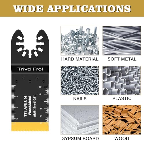 Trivd Frol 10PCS Titanium Multitool Blades, Oscillating Saw Blades Metal Cutting for Nails Wood Plastic and Hard Material Oscillating Tool Blades Kit fit Dewalt Rockwell Milwaukee Bosch