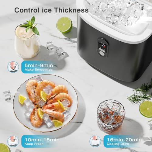 Xbeauty Ice Maker Countertop Up to 35lbs of Ice a Day with Self-Cleaning,16Pcs/5Mins, Portable Ice Maker Machine with 1.5L Removable Water Tank/24H Timer,GREY
