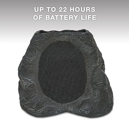 Victrola Rock Speaker Connect, Granite, Wireless Outdoor Speaker with Bluetooth 5.3, 22-Hour Battery Life, Portable Speaker with Solar Charging, Link Up to 20 Rock Speakers, IP54 Waterproof Speaker