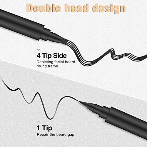 Beard Pencil Filler for man Water Proof Beard pen and beard brush Long Lasting Coverage Natural Finish, Male Mustache Repair Shape, Effective Enhance Facial Hair (BLACK)