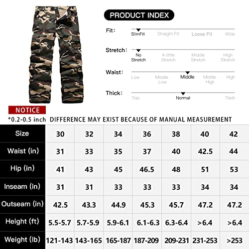 zeetoo Mens Relaxed-Fit Cargo Pants Multi Pocket Military Camo Combat Work Pants GZ03 Blue Camo