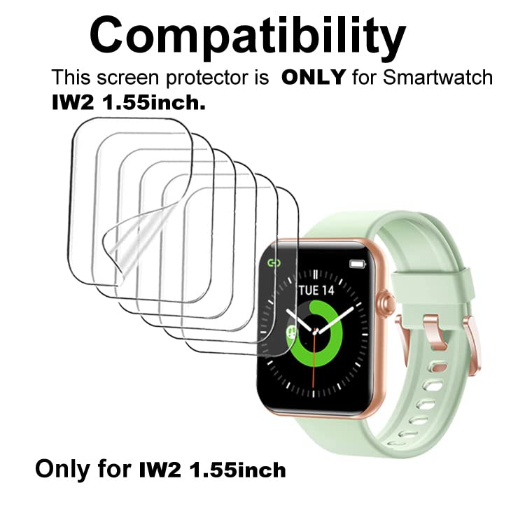 smaate Screen Protector Compatible with 1.85” AKUMAKA G39 and Fitniv IW2 Smartwatch, Soft TPU, 6 pcs