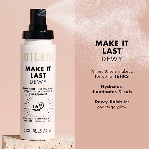 Milani Make It Last Dewy - Dewy Finish Setting Spray - 3 in 1- Hydrate + Illuminate + Set, Makeup Finishing Spray - Makeup Primer & Hydrating Setting Spray - 2 Pack