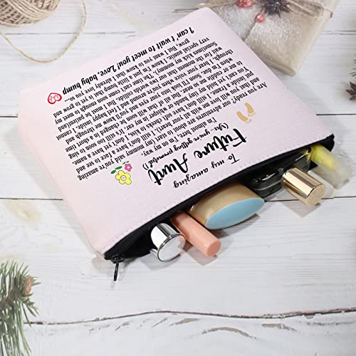 CMNIM Future Aunt Gifts Aunt Announcement Gifts New Aunt Makeup Bag Auntie To Be Gifts Aunt Cosmetic Bag (Future Aunt Makeup Bag)