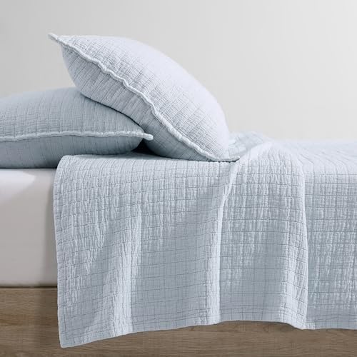 Calvin Klein - Standard Sham Set, Cotton Jacquard Bedding, Garment Washed Home Decor for Soft & Relaxed Feel (Dawn Blue, 2-Piece)