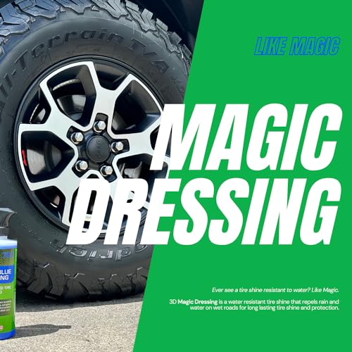 3D Magic Blue Tire Shine Spray - Water Resistant High Gloss Tire & Trim Dressing | Long Lasting Protection | No Sling, No Run Formula | Made in USA |16 oz
