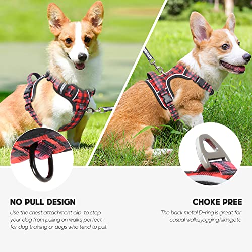 Timos Dog Harness, 3 Snap Buckles No-Pull Soft Padded Dog Vest with 2 Metal Leash Clips, Adjustable Reflective No Choke Pet Harness with Easy Control Handle for Small Dogs,Pale Pink,S