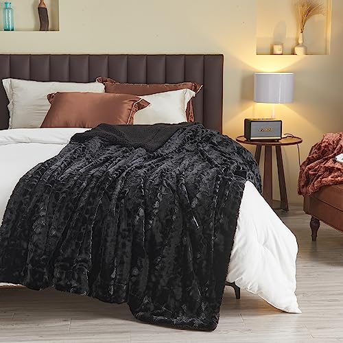 NEWCOSPLAY Super Soft Faux Fur Blanket Queen Size Red Sherpa Fuzzy Plush Warm Blanket for Sofa Bed (Red, Queen(90"x90"))