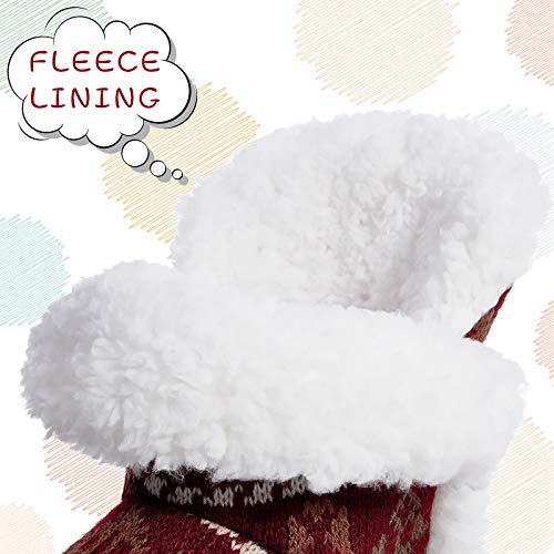 Women Comfort Warm Fluffy Faux Fur Slipper Boots Soft Memory Foam Ankle Booties House Pull on Shoes Anti-Slip Sole Indoor Outdoor (5-6, Red, numeric_5)