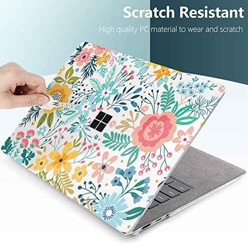TWOLSKOO Case for 13.5" Microsoft Surface Laptop 5/4/3 with Metal Palm Rest Model 1951/1868, Plastic Hard Shell Case with Screen Protector + Keyboard Cover + Dust Plug, Tropical Leaves X505