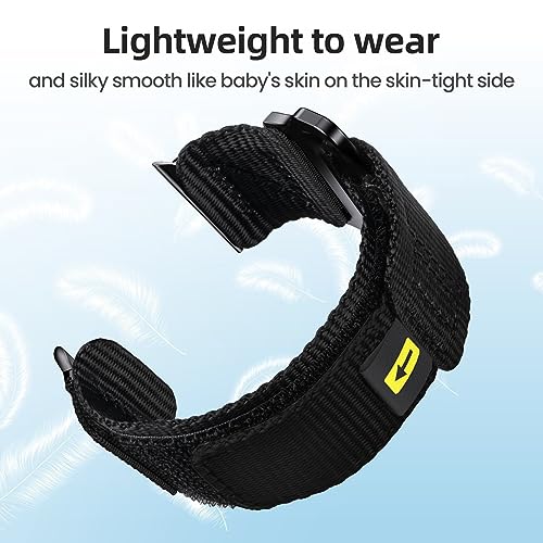 ABELTA Band Compatible with Apple Watch 41mm 40mm 38mm, Braided Nylon Band with Velcro Design, Sports Trail Women Men strap for iWatch Apple Watch Series 9 8 7 6 5 4 3 2 1 SE (Black)