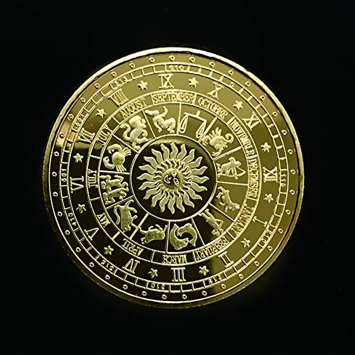 12 Constellation Challenge Coin Gold-Plated Lucky Coin, Birthday Present Gift for Him or Her (Aquarius)