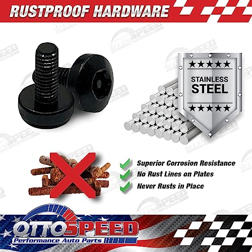 Tesla License Plate Screws with Antitheft Design - Rustproof Security License Plate Screw Kit for Fastening Rear Plates - Black Stainless Steel Mounting Bolts (M5-0.8 X 12mm)