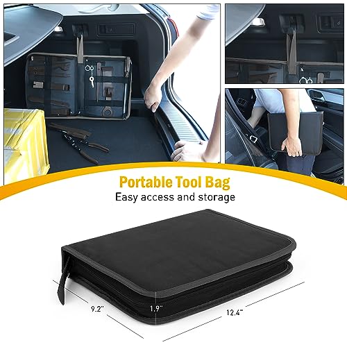 GOOACC 19Pcs Trim Removal Tool Set Panel Fastener Clips Removal Automotive Plastic Upholstery Pliers Removal Install Removal Car Tool with Storage Bag for Trim Panel Audio Clip Pliers Terminal-Black