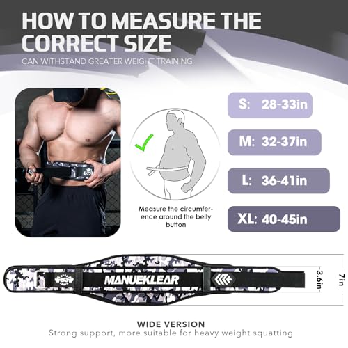 Weight Lifting Belt, Lifting Belts for Women Men, MANUEKLEAR Weightlifting Belt Quick Locking Back Support for Bodybuilding, Fitness, Powerlifting, Cross Training, Squats, Workout, Exercise (Camouflage, S(28-33inches))