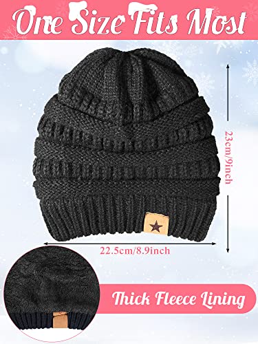 6 Pcs Women Winter Beanie Hat Gloves Set 3 Pcs Warm Knitted Hats and 3 Pairs Touchscreen Gloves Women Lady Cold Winter Gifts(Black, Gray, White)