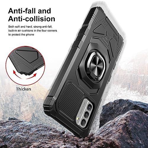 for Nokia G310 5G Case with 1 Pack Screen Protector,Dual Layer Hybrid Heavy Duty Defender Protection,Sleek Rugged Reinforced Cushion Corner Kickstand Shockproof Bumper Cover for Nokia G310 Black
