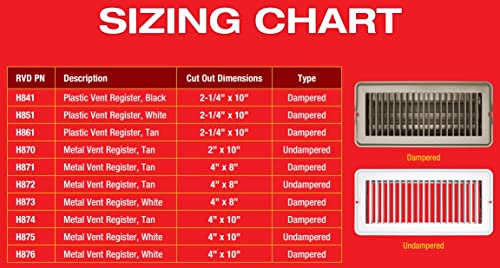 RV Designer H841 Plastic, Black, Damper RV Vent Register
