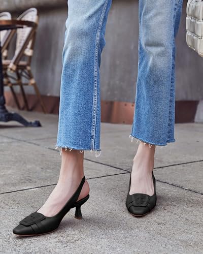 Womens Low Kitten Heel Sling Back Heels Dress Shoes Elegant Slingback Pumps Closed Toe Comfortable Party Sandals
