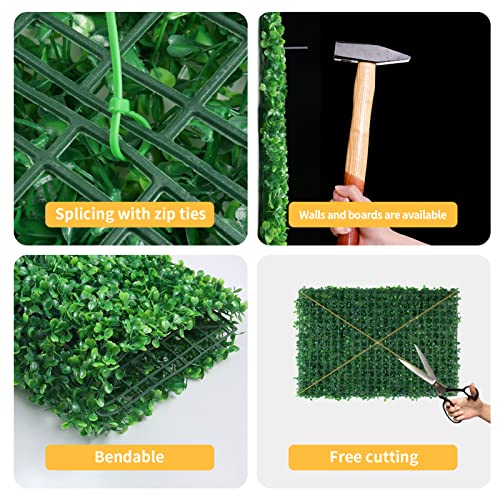6PCS Artificial Boxwood Panels Grass Wall Backdrop, 24" x 16" Faux Hedge Wall Panels Privacy Fence UV Protection for Indoor, Wedding, Party, Outdoor Garden, Backyard Fence Decoration