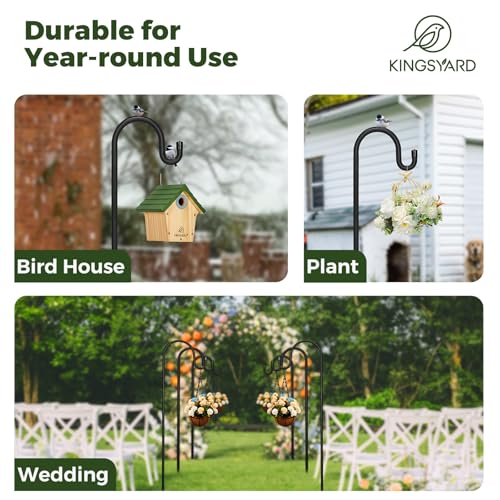 Kingsyard Adjustable Shepherd Hooks for Outdoor - 44 INCH Heavy Duty Bird Feeder Pole with 5 Prong Base, Hummingbird Feeder Stand, Garden Plant Baskets, Weddings Decor, Solar Light Lanterns