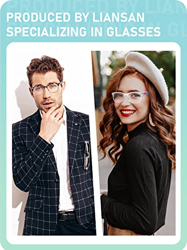 LianSan Progressive Multifocus Reading Glasses - for Women with Spring Hinge Multifocal Computer Readers Anti Blue Rays(Clear 1.50x)