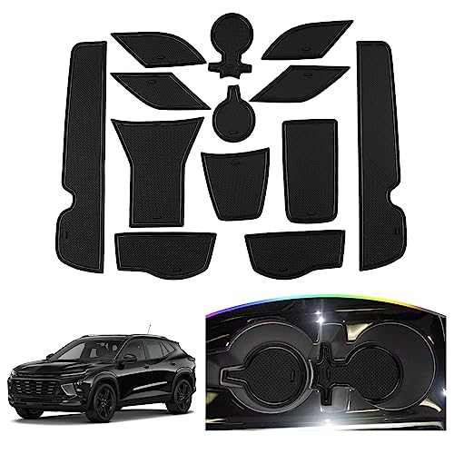 SKTU 2024 2025 2026 Chevy Trax Door Slot Mat for 2024 2025 2026 Chevrolet Trax (LS,1RS,LT,2RS,ACTIV) 14PCS Fit 2024 2025 2026 Chevy Trax Accessories Door Compartment Cup Center Console Liners (Black)