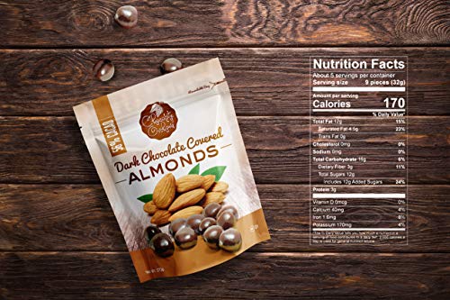 Chocolate Orchard Dark Chocolate Covered Almonds, Premium Dark Chocolate, Almond Treat, Indulgent Snack, No Trans Fat – 6 Oz Bag (Pack of 3)
