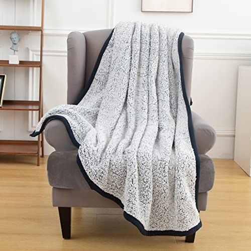 EMME Fuzzy Fleece Warm Blanket 50"x60" Throw Size Ultra Soft Warm Sherpa Blanket Microfiber Cozy Blanket for Couch Sofa Lightweight Fuzzy Thick Reversible Couch Blanket (Grey, 50"x60")