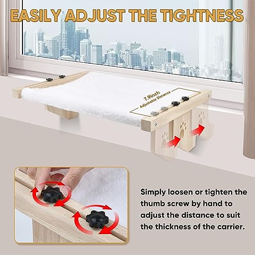 HEMWEE Cat Window Perch, Cat Window Hammock for Indoor Cats, Easy to Adjust & Assemble Large Cat Bed Seat for Windowsill, Bedside,Drawer and Cabinet