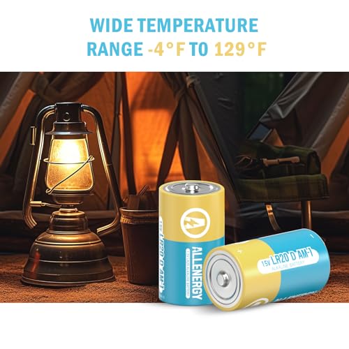 ALLENERGY D Batteries 4 Pack LR20 1.5V Alkaline Battery Long-Lasting, 10-Year Shelf Life