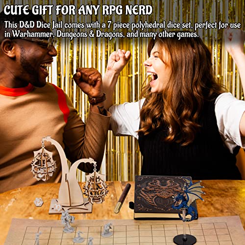 DND Dragon Dice Jail Prison Wood Hanging Cage for Your Bad Dice (Dice Jail B)
