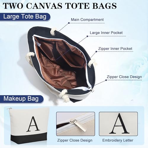 YOOLIFE Personalized Initial Beach Tote Bag, Waterproof Bag Beach Essentials Large Travel Bag for Women Teacher Appreciation Gifts Mom Gifts Unique Girlfriend Wife Grandma Gifts for Women Her Letter R