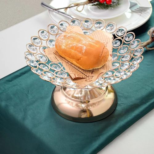 kehail 2 Pack Crystal Gold Metal Hollow Candy Tray, Countertop Storage Box, Snack Tray, for Centerpieces, Wedding Holiday Decorations, 7.7" L×4.4" W
