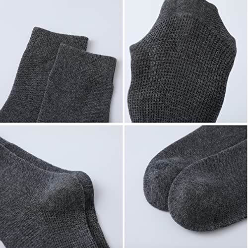 Marchare Girls Crew Socks Seamless Kids Socks Cotton School Socks Black 6 Pack