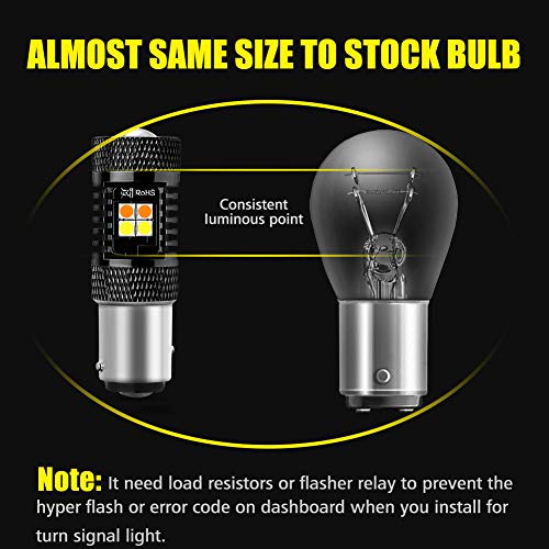 AUXLIGHT 1157 2057 2357 7528 BAY15D P21/5W Switchback LED Bulbs 16SMD Chipsets Parking Lights/Daytime Running Lights/DRL and Turn Signal Lights with Projector replacement, White/Amber (Pack of 2)