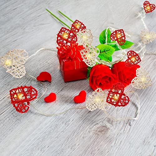 Happy Trees Valentine String Lights, 10 FT 20 LED Heart Shape String Light, Romantic Fairy Lights Battery Operated Timer, Valentine Decor for Indoor Outdoor Wedding Anniversary Holiday Party