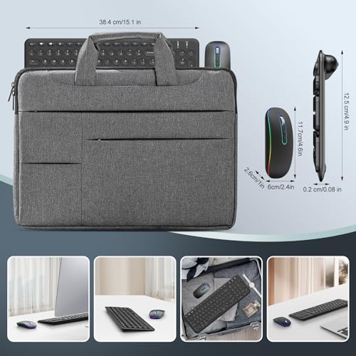cimetech Bluetooth Keyboard and Mouse, Rechargeable Dual-Mode (Bluetooth 5.1 + USB) Wireless Keyboard and Mouse Combo, Ultra-Slim Multi-Device Keyboard for Mac, iPad, Computer, PC, Windows - Black