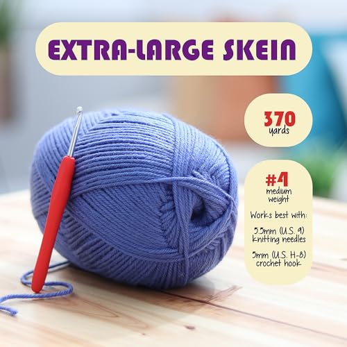 Acrylic Yarn for Crocheting & Knitting - Crochet Yarn for Crocheting, Knitting Yarn, Soft Yarn for Crocheting, 3 Pack of 370 Yds Yarn for Knitting & Amigurumi, Medium Worsted Weight Yarn 4, Denim Blue
