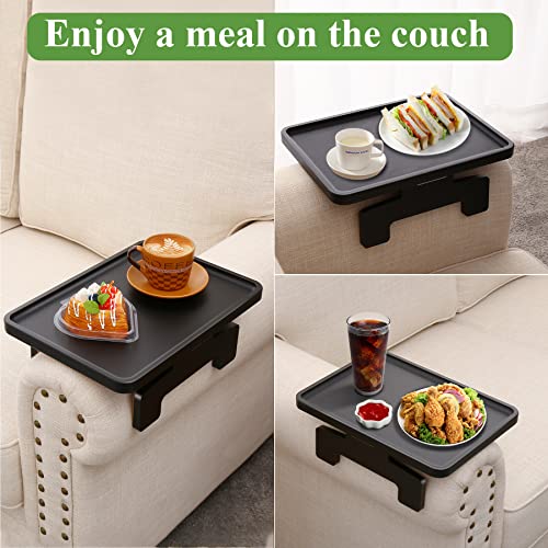 SINWANT Sofa Arm Tray, Bamboo Couch Arm Tray for Couch Armrest,Sofa Clip on Tray Table for Home Living Room Snack & Drink Remote, Clip on Couch Tray