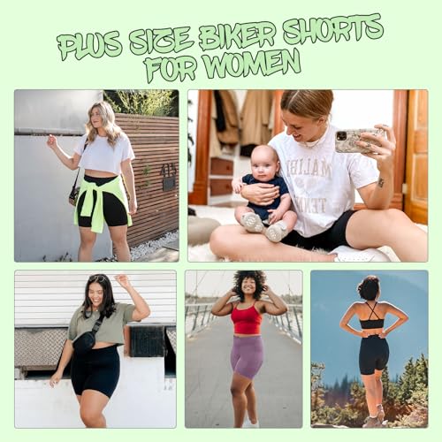 QGGQDD 3 Pack Plus Size Biker Shorts for Women – 8" High Waisted Black Shorts for Yoga Workout (2X 3X 4X)