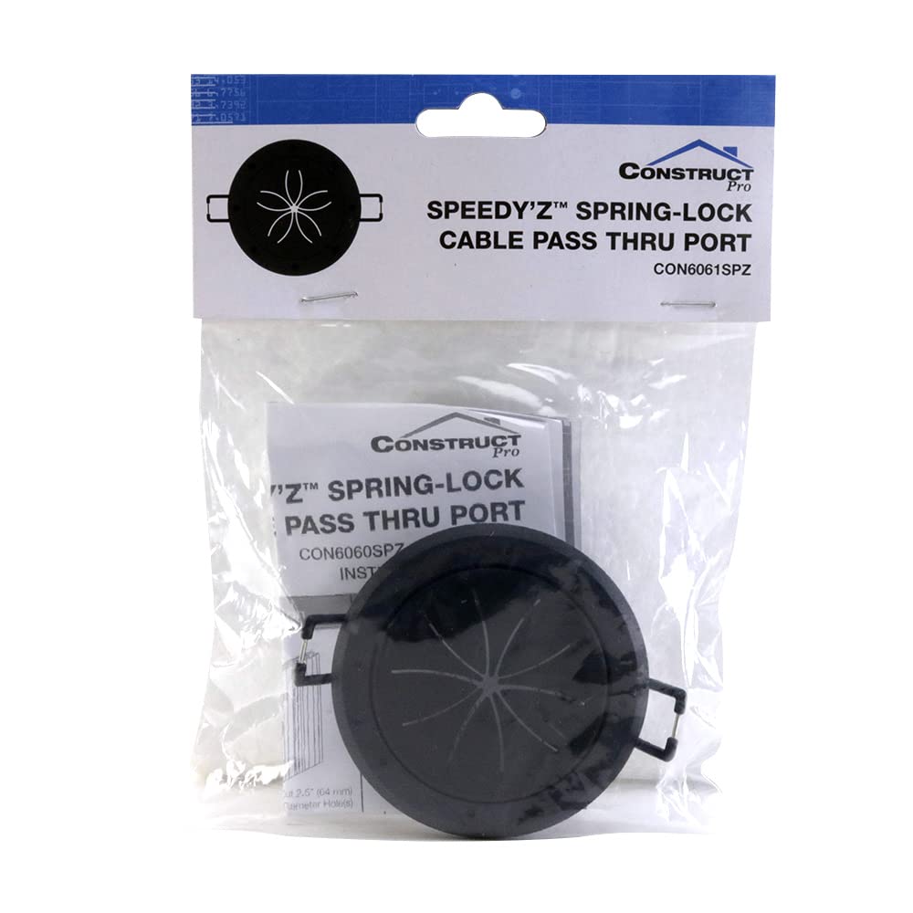 Construct Pro Speedy Spring-Lock Cable Pass Through Port | 2 inch Diameter | Black CON6061SPZ