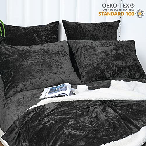 PHF Truly Velvet Pillowcases King Size, No Insert, 2 Pack Ultra Soft Breathable Pillow Shams Covers with Envelope Closure, 20" X 36" Luxury Cozy Warm Fuzzy Flannel Pillow Cases, Wine Red