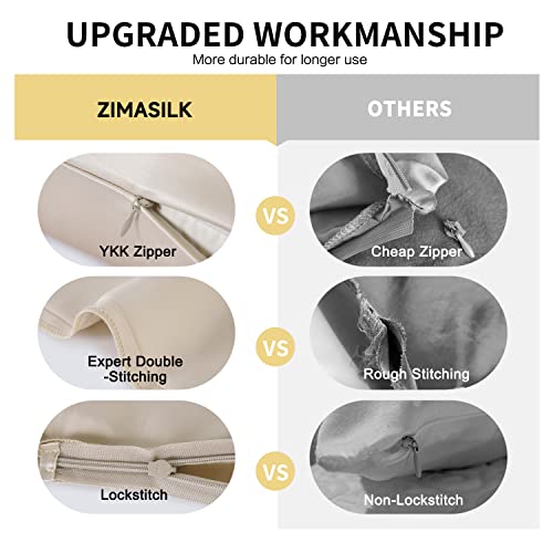 ZIMASILK Upgraded 100% Pure Mulberry Silk Pillowcase for Hair and Skin Silk Pillow Cases with Reinforced Hidden Zipper, More Soft & Durable Highest Grade 6A Silk, Gift Box 1Pc (King 20"x36", Pewter)