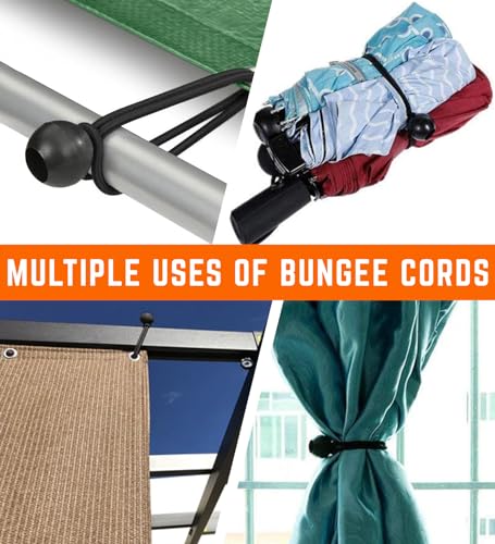 ZEXON Ball Bungee Cords 6 Inch - 50 Bungee Cords with Balls to Tie Your Tarps, Canopies and Covers - Versatile and Strong Cords for Camping, Gardening and Home Improvement
