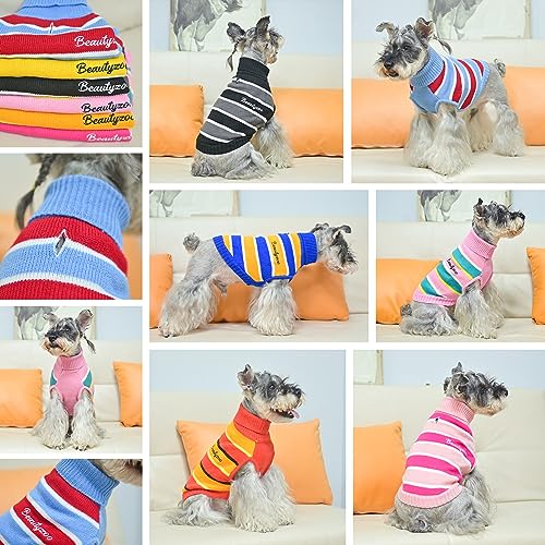 BEAUTYZOO Small Dog Sweater -Turtleneck Pullover Classic Cable Knit Fuzzy Winter Coat Dog Cold Weather Clothes for Small Medium Dogs Puppy Girl Boys,Purple XS